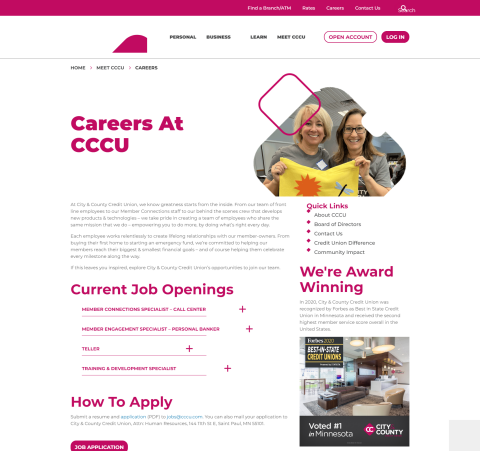 Credit Union Careers CCCU