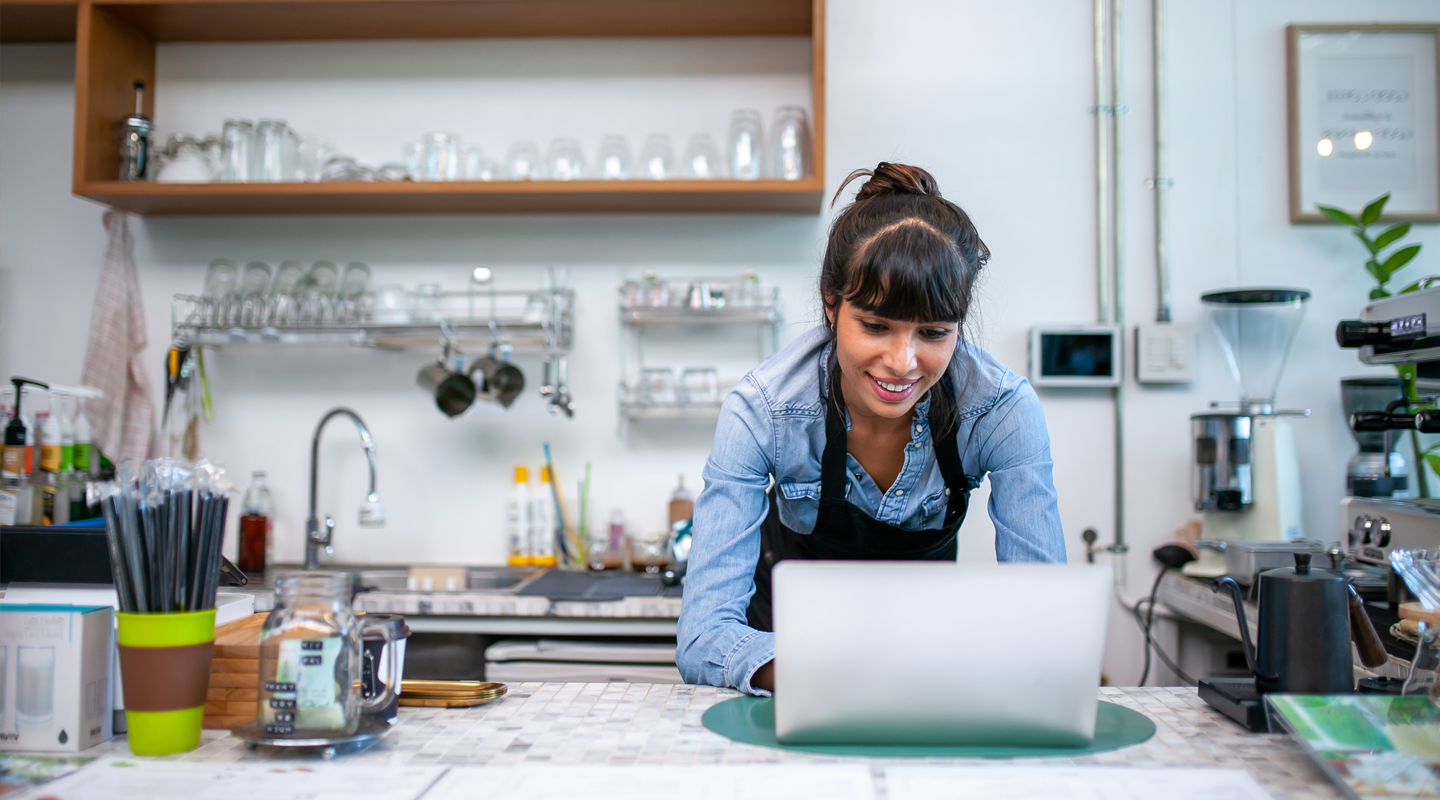 Female business owner in her kitchen